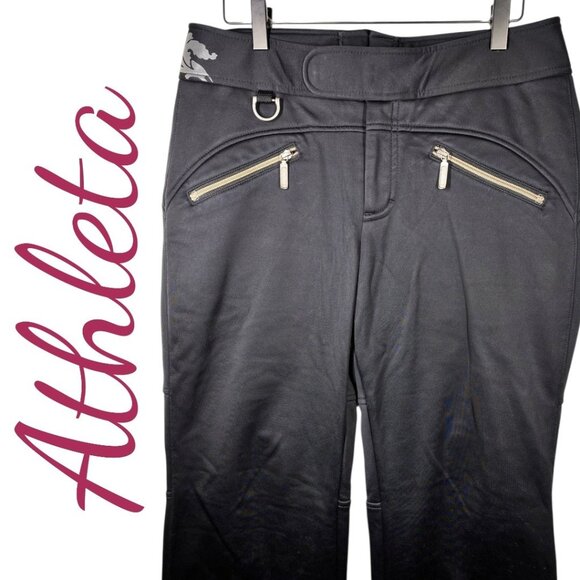 ATHLETA SNOW CRUISER SKI SNOWBOARD SATEEN PANTS BLACK GRAPHIC, SIZE 10 - Picture 3 of 15